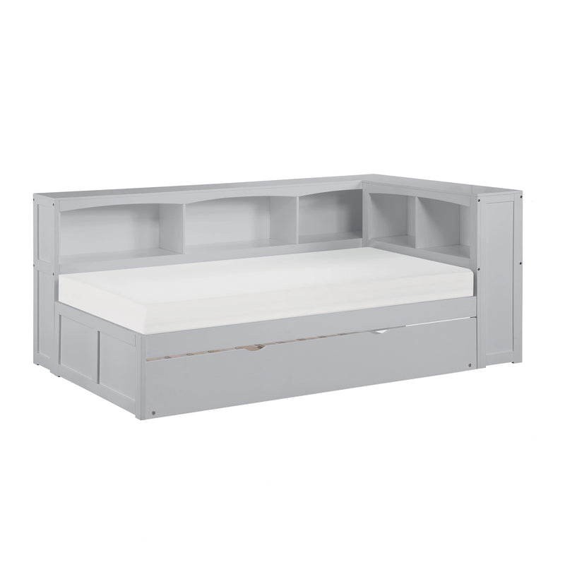 Orion-(4) Twin Bookcase Corner Platform Bed with Twin Trundle image