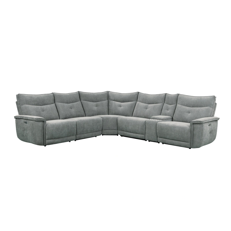 Tesoro-(6)6-Piece Modular Power Reclining Sectional with Power Headrests and USB Ports image