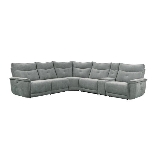 Tesoro-(6)6-Piece Modular Power Reclining Sectional with Power Headrests and USB Ports image