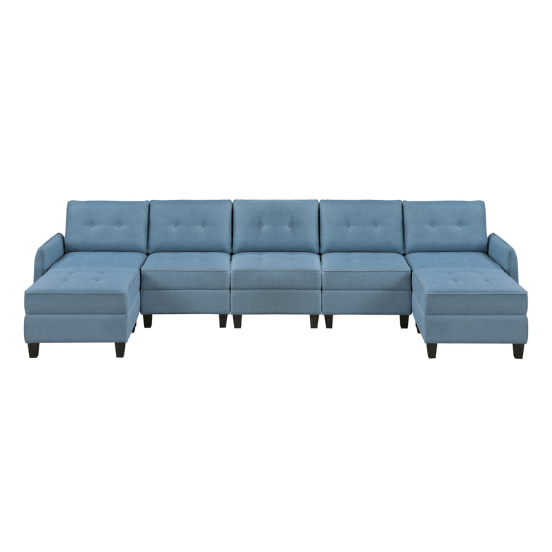 Garren-(7)7-Piece Sectional with Storage and Two Ottomans image