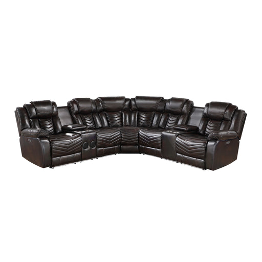 Ramone-(3)3-Piece Power Reclining Sectional with Consoles, Speakers, Subwoofer and LED Lighting image