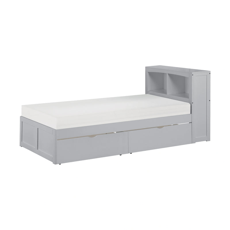 Orion-(3) Twin Bookcase Platform Bed with Storage Boxes image